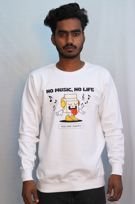The Amirozone White No Music, No Life Sweatshirt