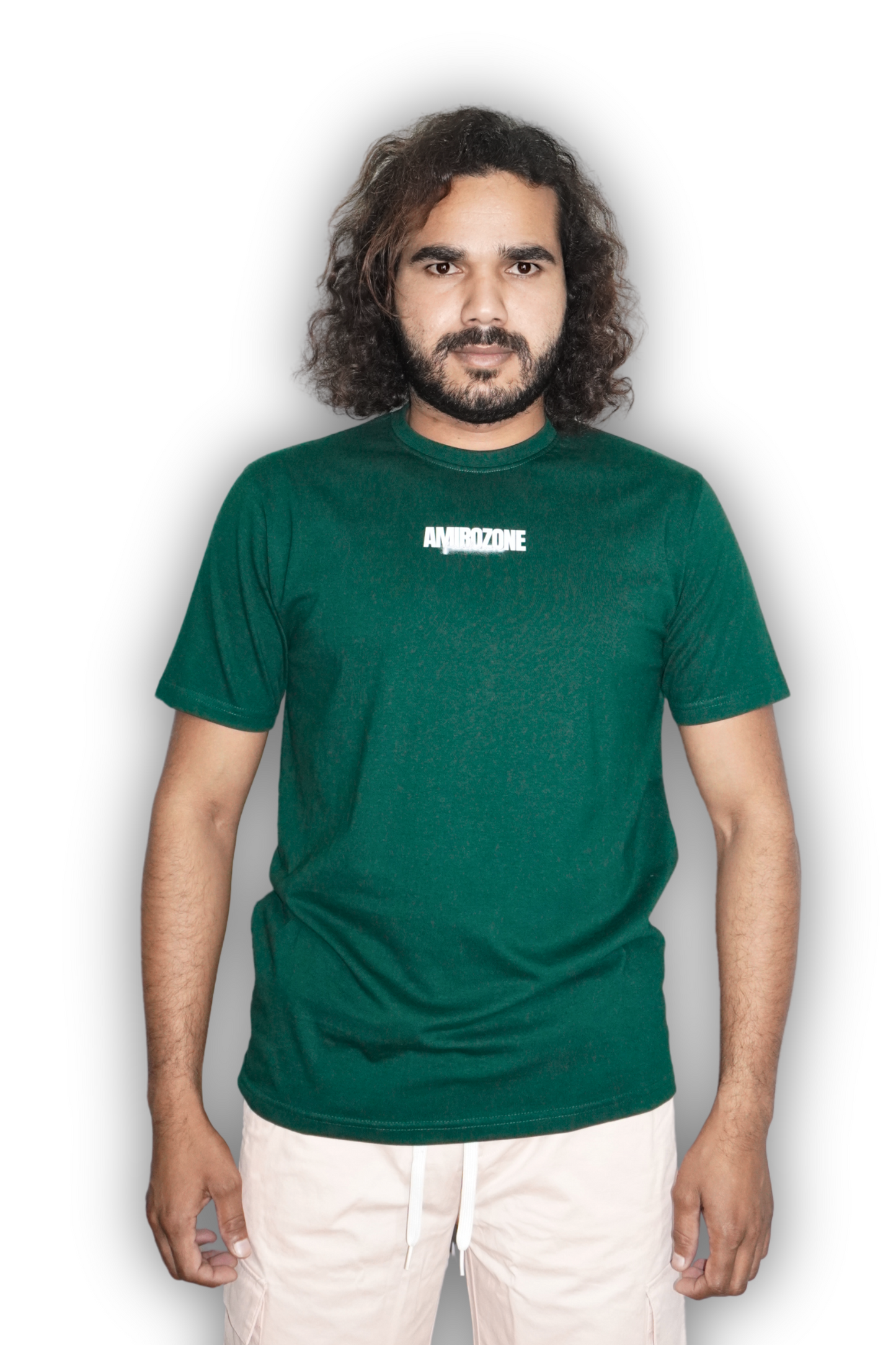 Amirozone Regular Fit Round Neck Green T-shirt