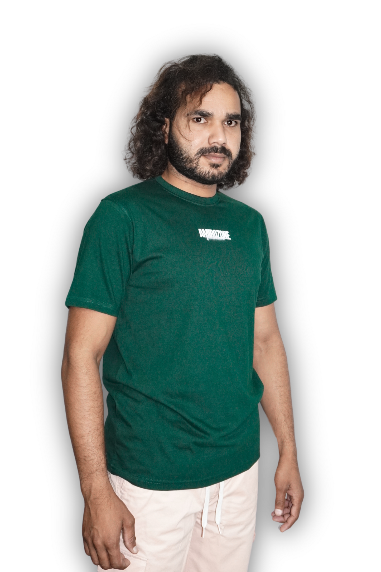 Amirozone Regular Fit Round Neck Green T-shirt